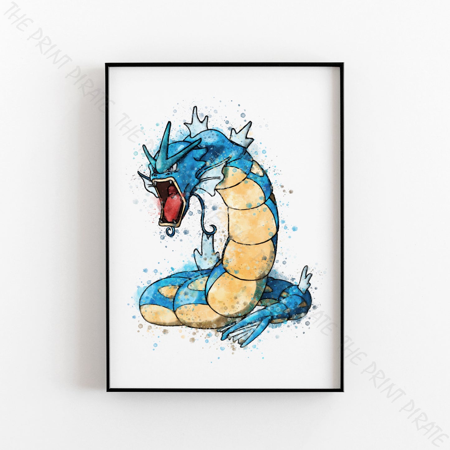 Pokemon 'GYARADOS' Watercolour Splash Wall Art Print