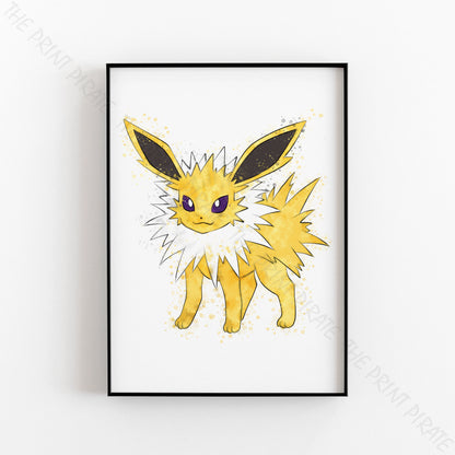 Pokemon 'JOLTEON' Watercolour Splash Wall Art Print