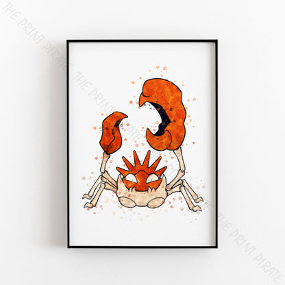 Pokemon 'KINGLER' Watercolour Splash Wall Art Print