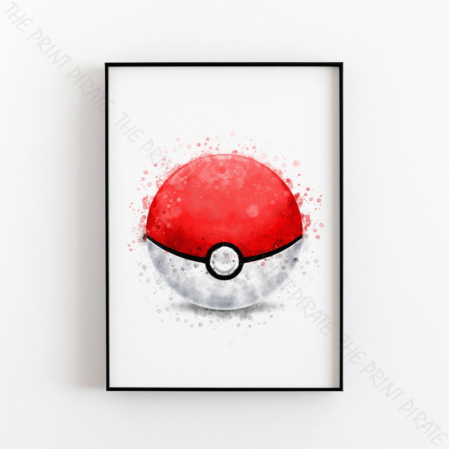 Pokemon 'POKEBALL' Watercolour Splash Wall Art Print