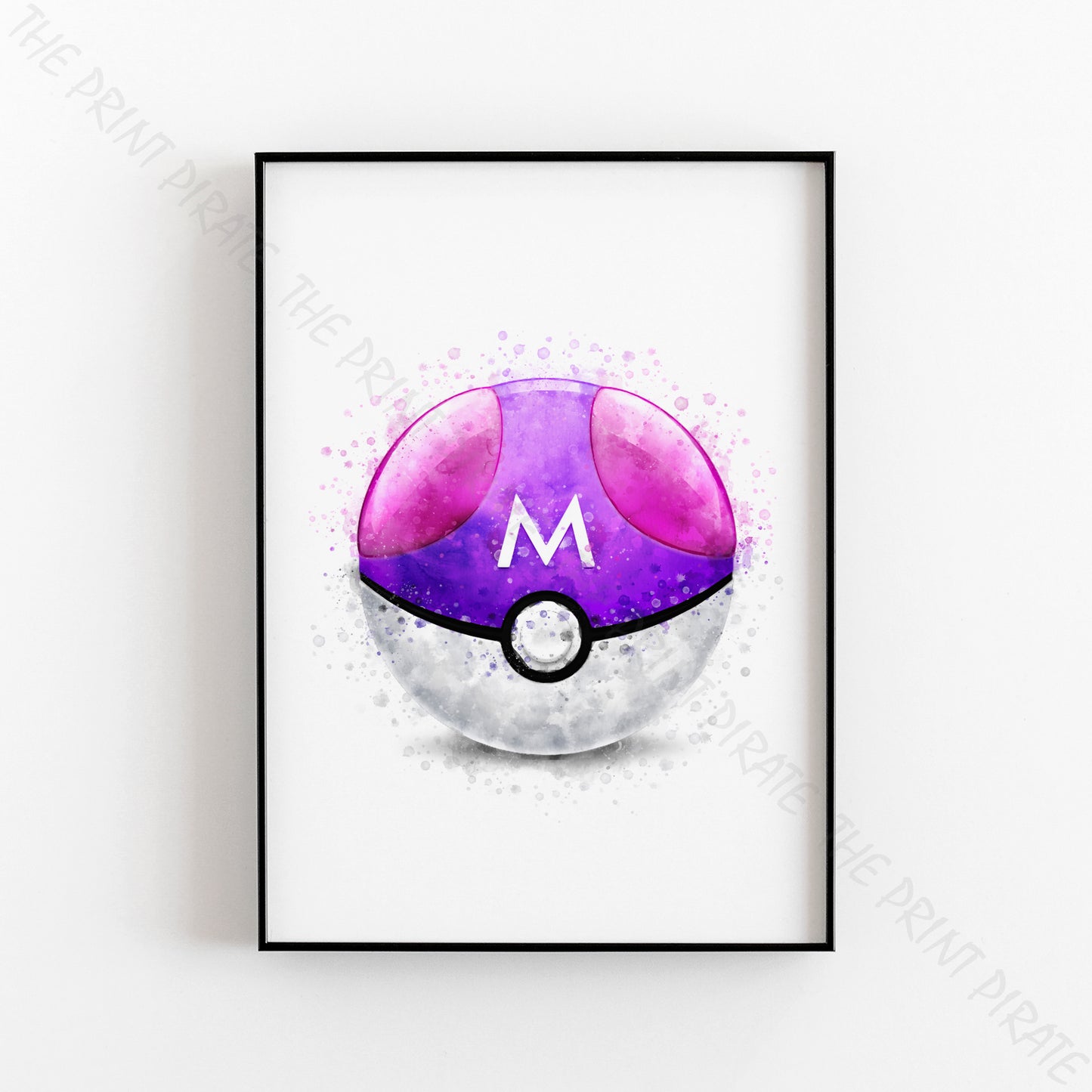 Pokemon 'MASTER BALL' Pokeball Watercolour Splash Wall Art Print