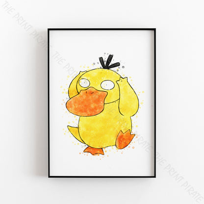 Pokemon 'PSYDUCK' Watercolour Splash Wall Art Print