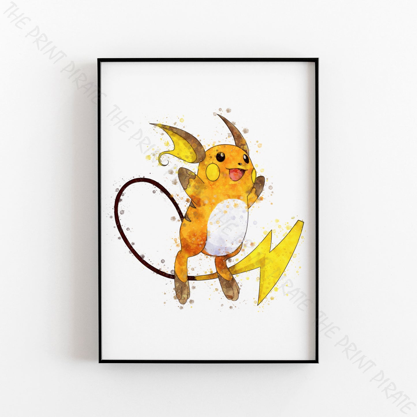 Pokemon 'RAICHU' Watercolour Splash Wall Art Print