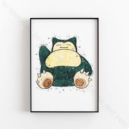 Pokemon 'SNORLAX' Watercolour Splash Wall Art Print