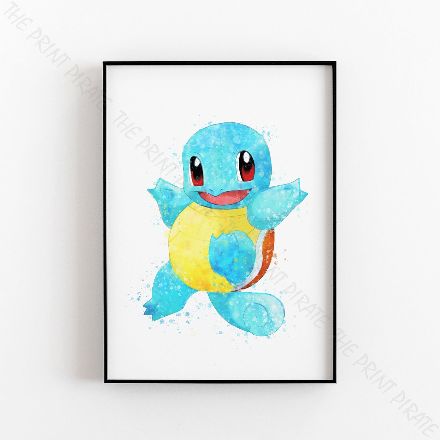 Pokemon 'SQUIRTLE' Watercolour Splash Wall Art Print