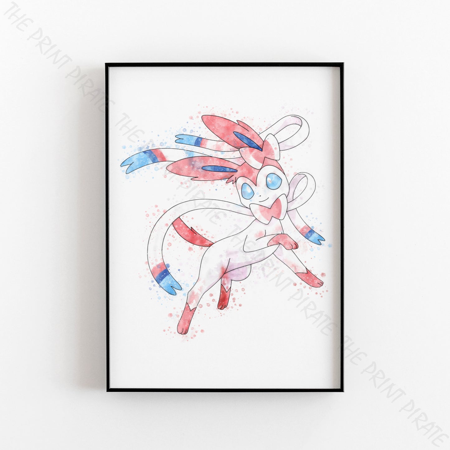 Pokemon 'SLYVEON' Watercolour Splash Wall Art Print