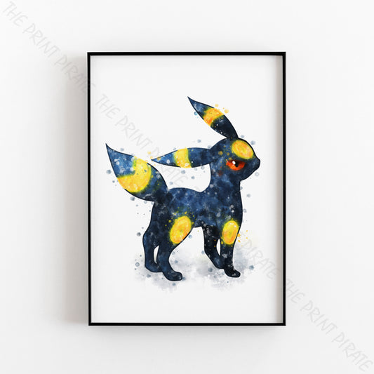 Pokemon 'UMBREON' Watercolour Splash Wall Art Print