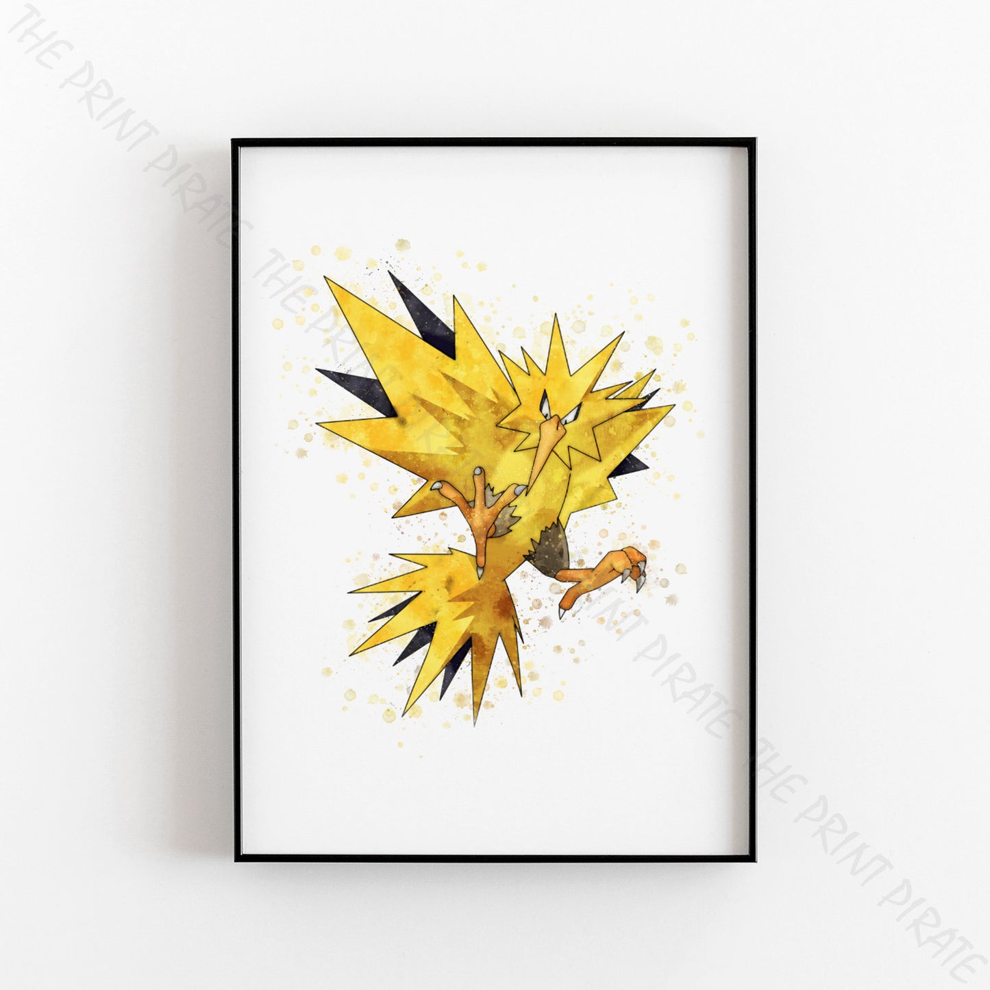 Pokemon 'ZAPDOS' Watercolour Splash Wall Art Print