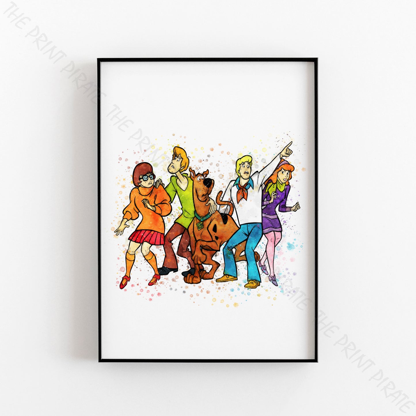 Scooby Doo 'MYSTERY INC GANG' Watercolour Splash Wall Art Print