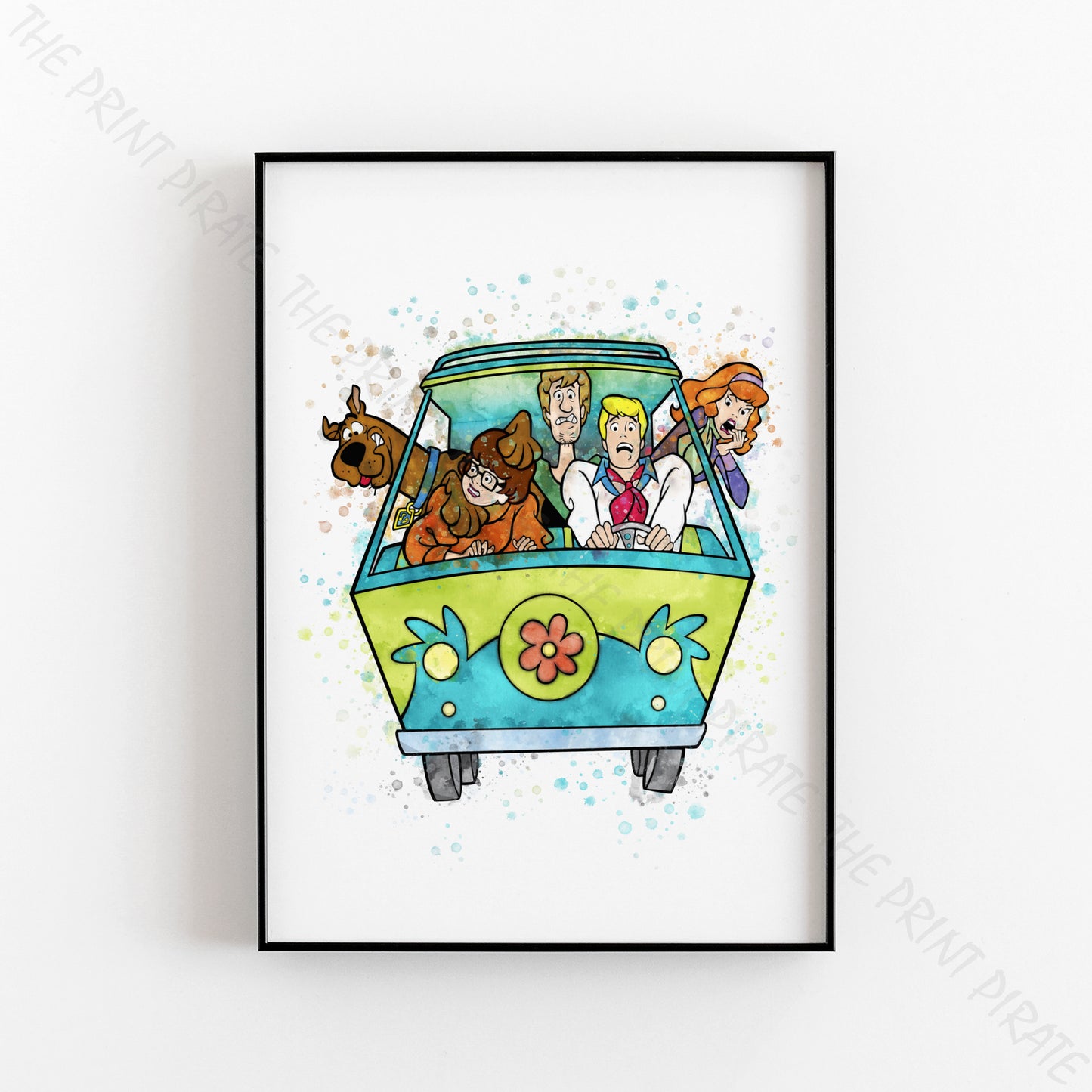 Scooby Doo 'MYSTERY MACHINE' Watercolour Splash Wall Art Print