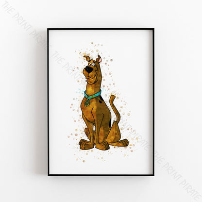 Scooby Doo 'SCOOBY DOO' Watercolour Splash Wall Art Print