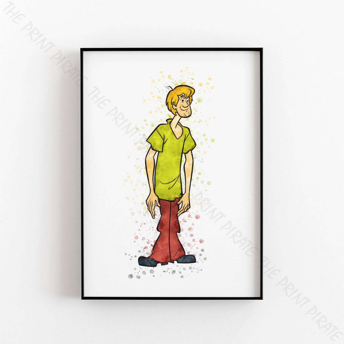 Scooby Doo 'SHAGGY' Watercolour Splash Wall Art Print