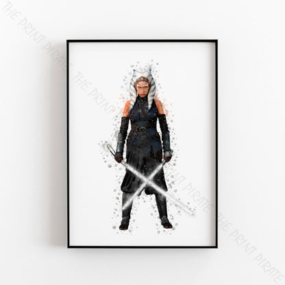 Star Wars 'AHSOKA TANO' Watercolour Splash Wall Art Print