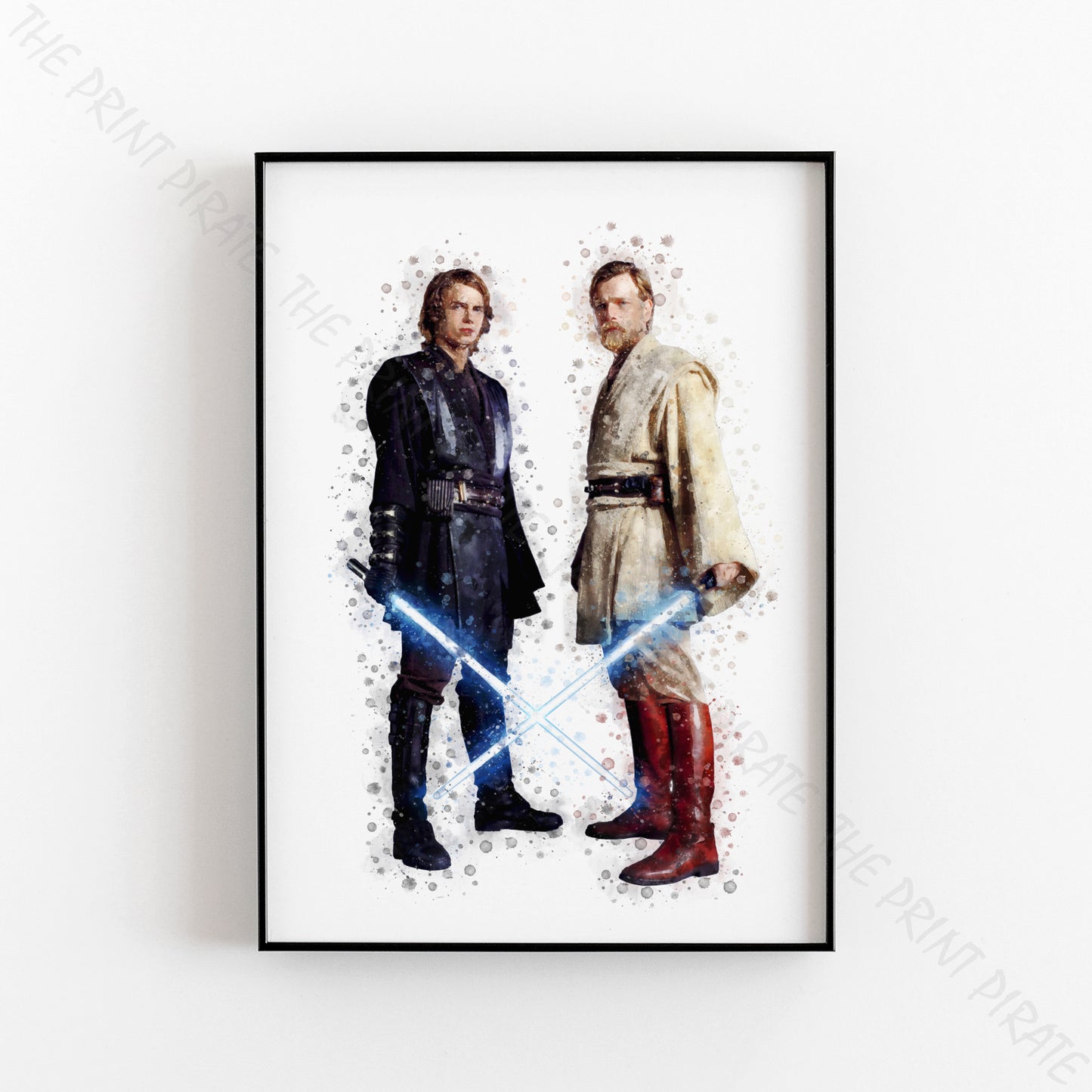 Star Wars 'ANAKIN AND OBIWAN' Watercolour Splash Wall Art Print