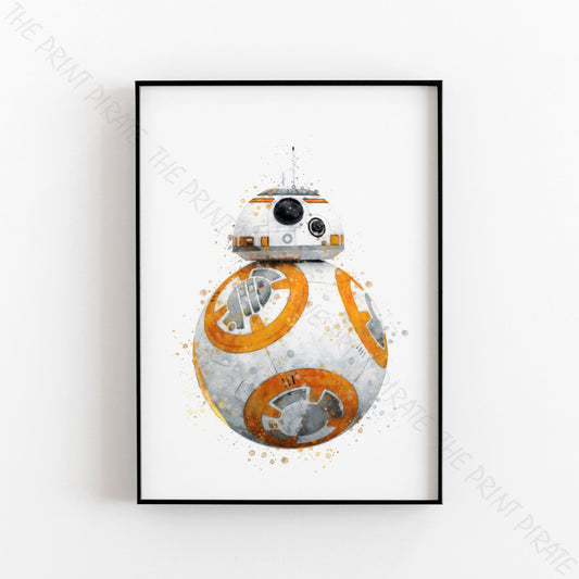 Star Wars 'BB-8 DROID' Watercolour Splash Wall Art Print