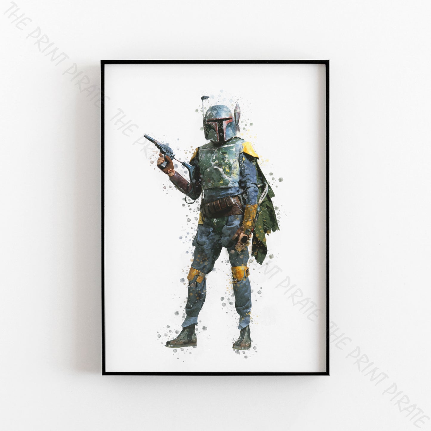 Star Wars 'BOBA FETT' Watercolour Splash Wall Art Print