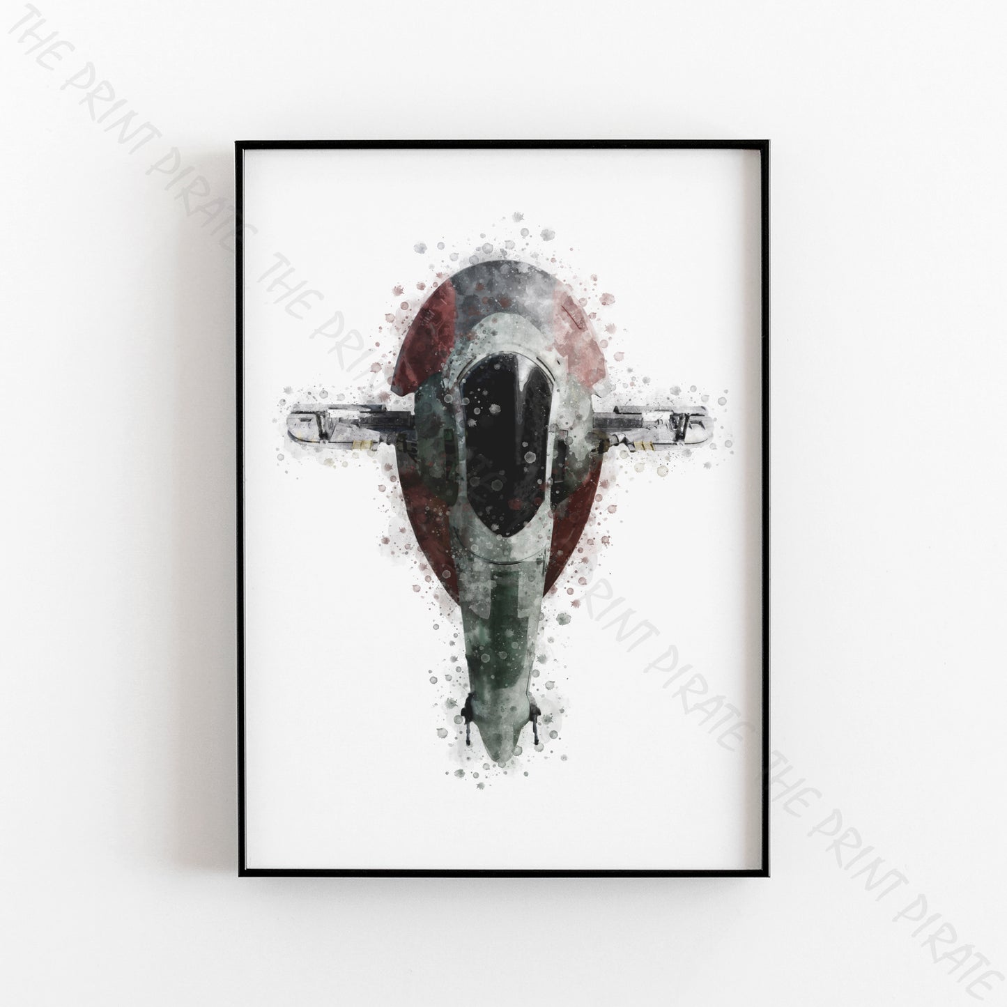 Star Wars Print 'BOBA FETT SHIP' Watercolour Splash Wall Art Print