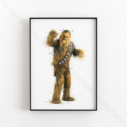 Star Wars 'CHEWBACCA' Watercolour Splash Wall Art Print