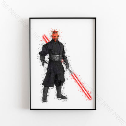 Star Wars 'DARTH MAUL' Watercolour Splash Wall Art Print