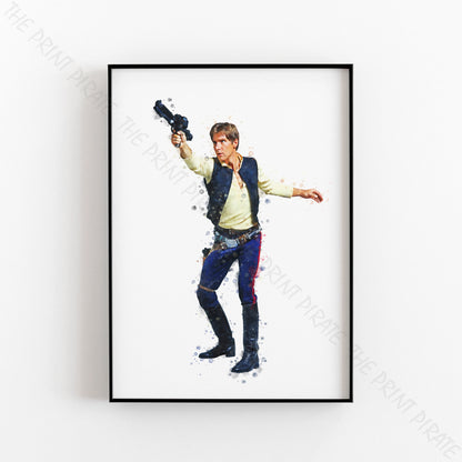 Star Wars 'HANS SOLO' Watercolour Splash Wall Art Print