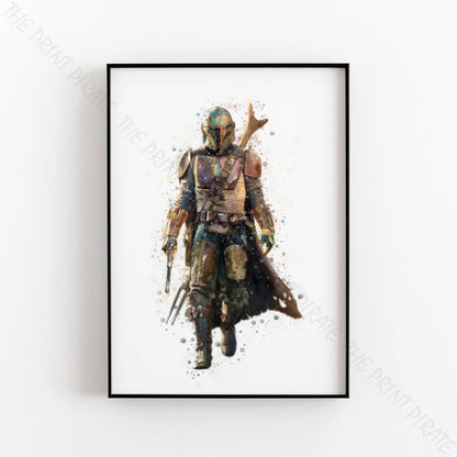 Star Wars 'THE MANDALORIAN' Watercolour Splash Wall Art Print