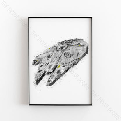 Star Wars 'MILLENNIUM FALCON' Watercolour Splash Wall Art Print