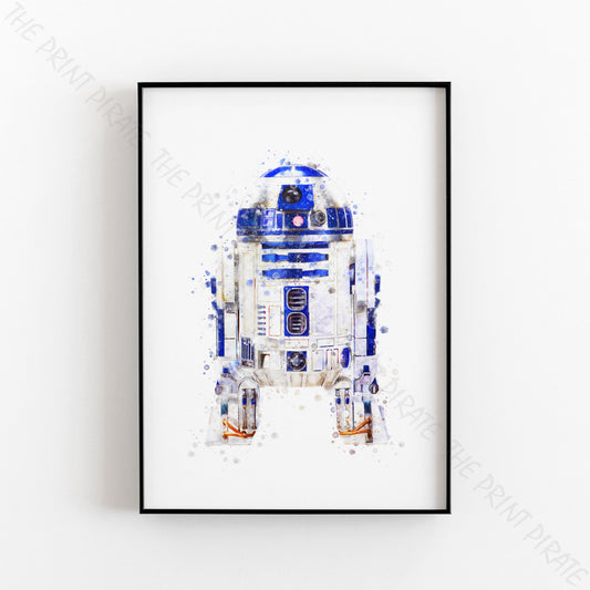 Star Wars 'R2-D2' Droid Watercolour Splash Wall Art Print