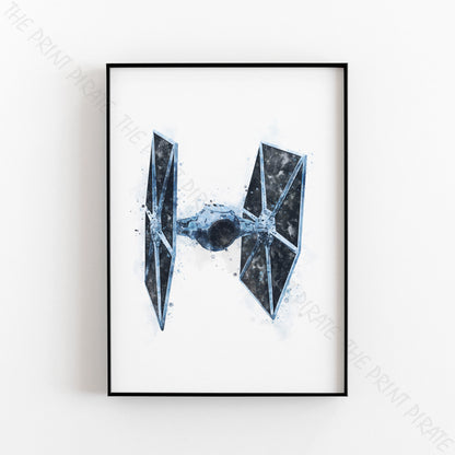 Star Wars 'TIE FIGHTER - BLUE' Watercolour Splash Wall Art Print