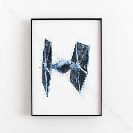 Star Wars 'TIE FIGHTER - BLUE' Watercolour Splash Wall Art Print