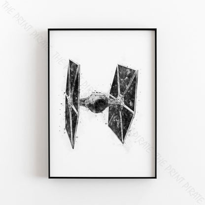 Star Wars 'TIE FIGHTER'  Watercolour Splash Wall Art Print