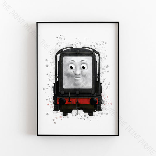 Thomas and Friends 'DIESEL' Watercolour Splash Wall Art Print