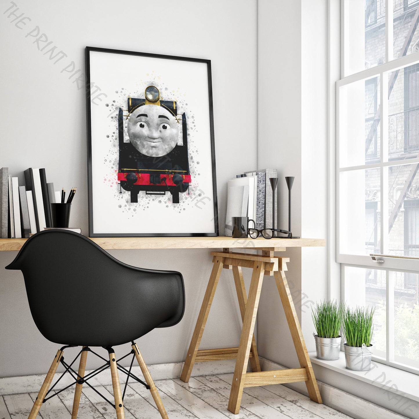 Thomas and Friends 'HIRO' Watercolour Splash Wall Art Print