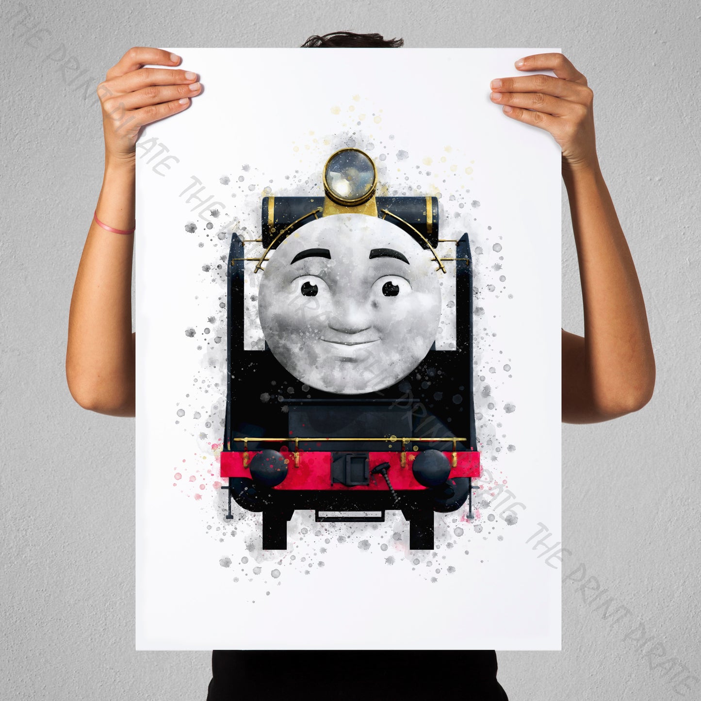 Thomas and Friends 'HIRO' Watercolour Splash Wall Art Print