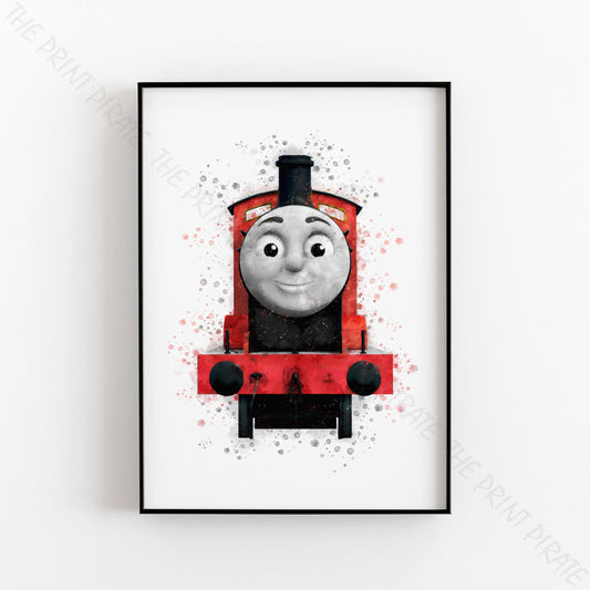 Thomas and Friends 'JAMES' Watercolour Splash Wall Art Print