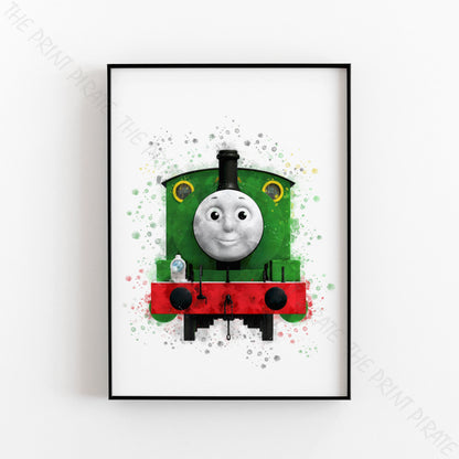 Thomas and Friends 'PERCY' Watercolour Splash Wall Art Print