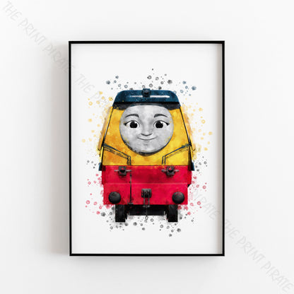 Thomas and Friends 'REBECCA' Watercolour Splash Wall Art Print